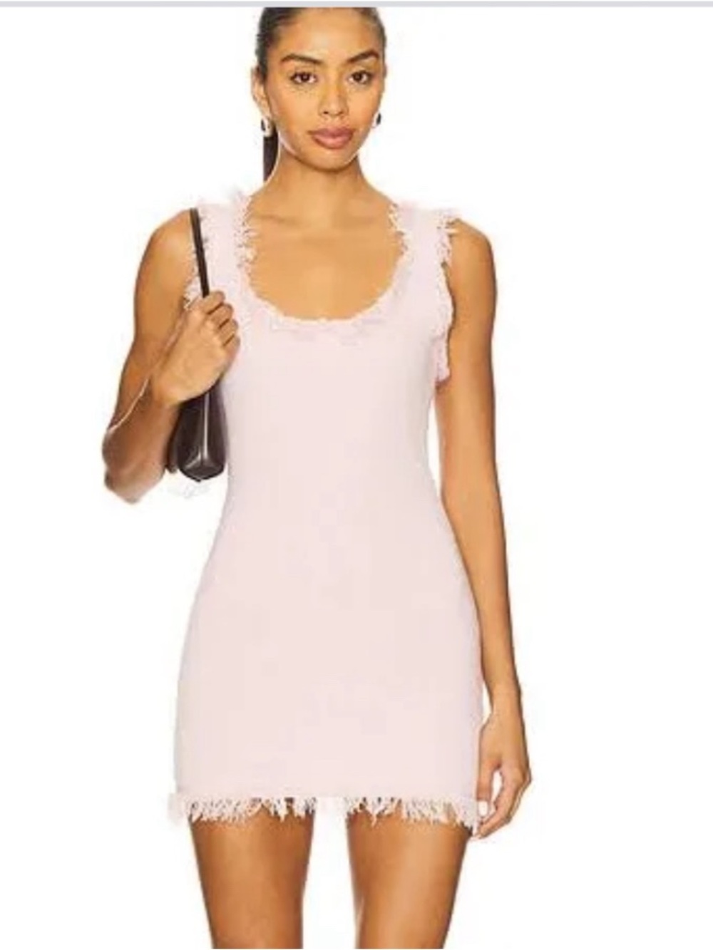 REVOLVE Light Pink Fringe-Trim Mini Dress